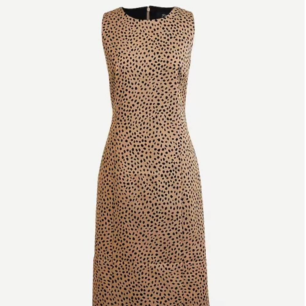 J Crew Sheath dress in leopard bi-stretch cotton. Size 6. NWT